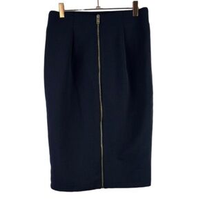 PHILOSOPHY Republic Clothing Navy Blue Gold Zipper
Pencil Midi Ribbed Skirt sz 8